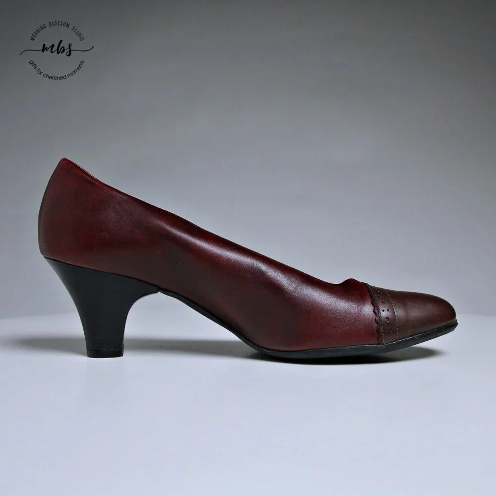 EUC BeautiFeel Calla Cap Toe Pumps‎ in Burgundy Women Size EU 42